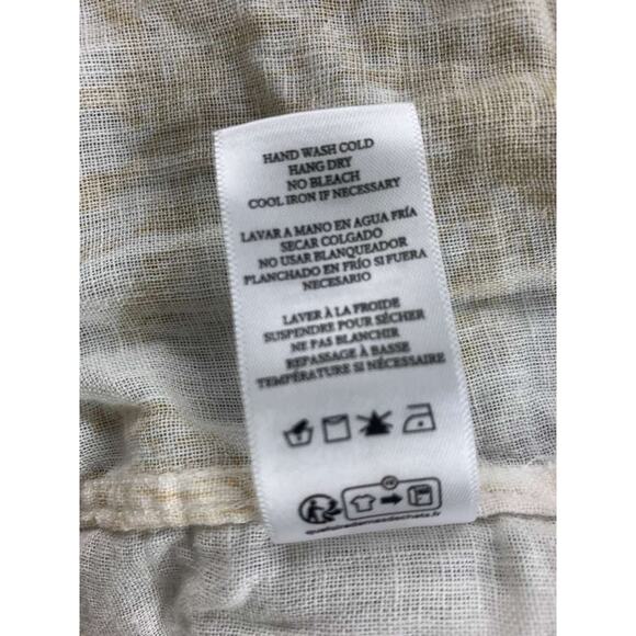 Rails Button Down Shirt Women L White Linen Bengal Tiger Palm Tree Long Sleeve - Picture 8 of 10